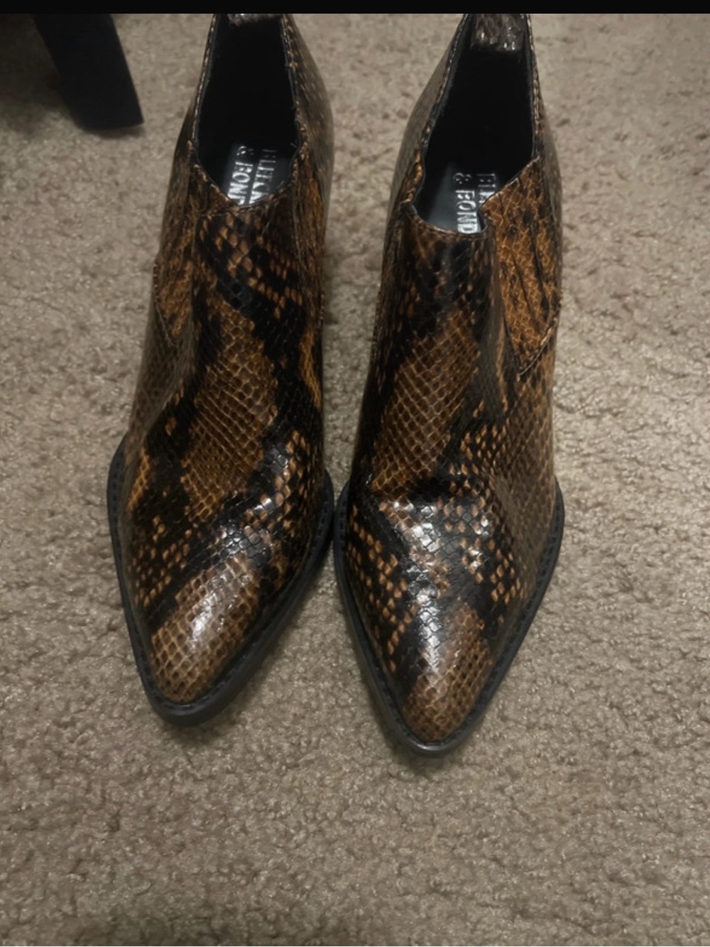 Women’s Brown Snakeskin Pointed Ankle Booties